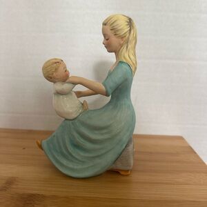 Vintage Mid-Century GOEBEL W. Germany Blue Mother Child Figurine ROCK A BYE BABY